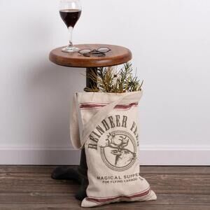 Vintage Sack Style Hanging Bag, Reindeer Feed Christmas Farmhouse Cottage Decor